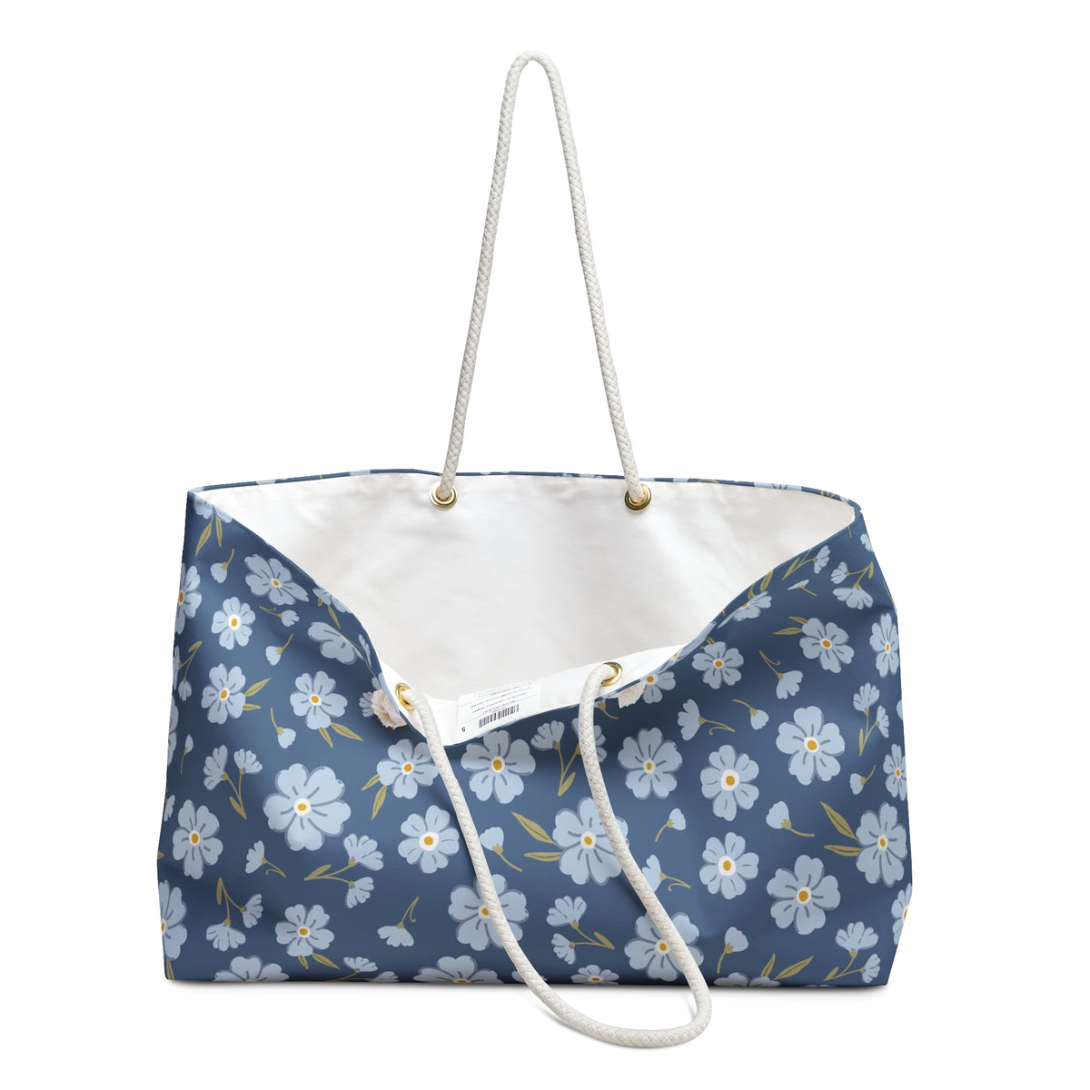 Blue floral carryall bag for weekend and overnight travel