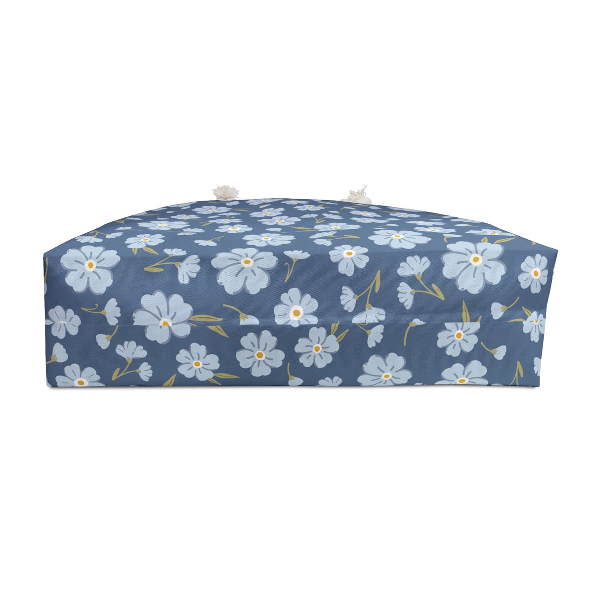 Large blue floral weekender tote with relaxed carryall shape