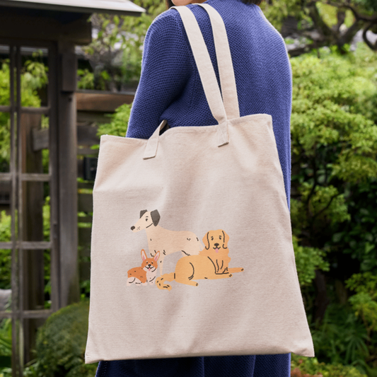 Dog Friends Tote Bag - Organic Cotton, Eco-Friendly, Reusable Pet Lover Tote