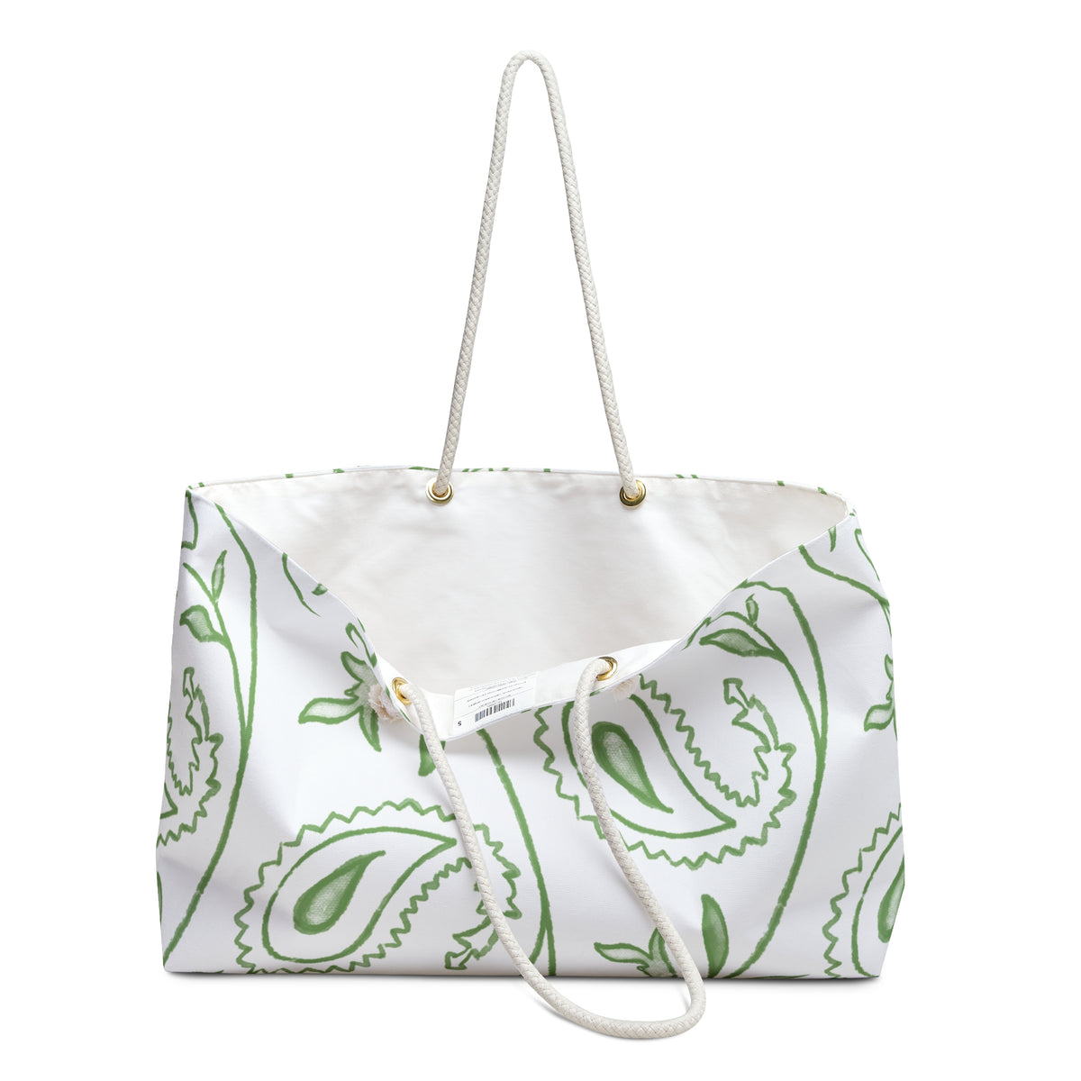 Green paisley carryall bag for weekend and overnight travel