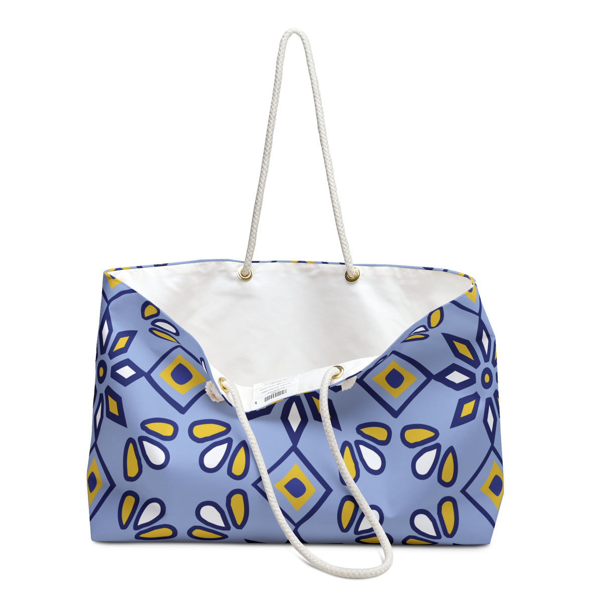 Purple abstract carryall bag for weekend and overnight travel