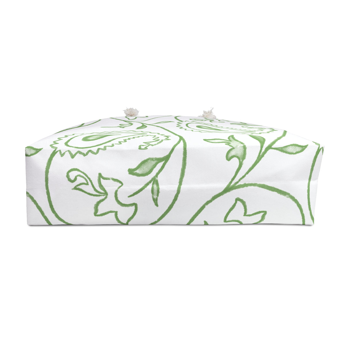 Large green paisley weekender tote with relaxed carryall shape