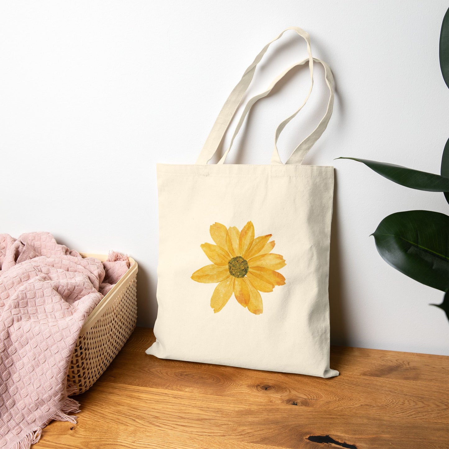 Sunflower Canvas Tote Bag | Golden Floral Shopper Bag