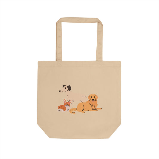 Dog Friends Tote Bag - Organic Cotton, Eco-Friendly, Reusable Pet Lover Tote