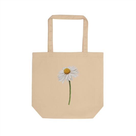 Daisy Flower Tote Bag - Organic Cotton Shoulder Bag - Eco-Friendly